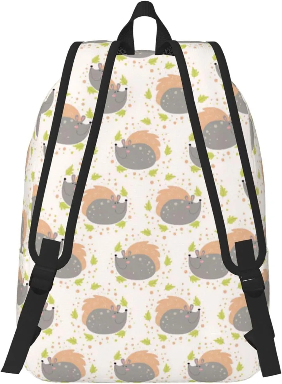 Canvas Casual Backpack Laptop Bag Suitable for Travel Office Outdoor Sports Men and Women Cute Porcupine
