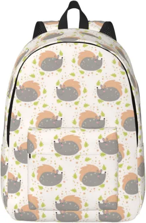 Canvas Casual Backpack Laptop Bag Suitable for Travel Office Outdoor Sports Men and Women Cute Porcupine