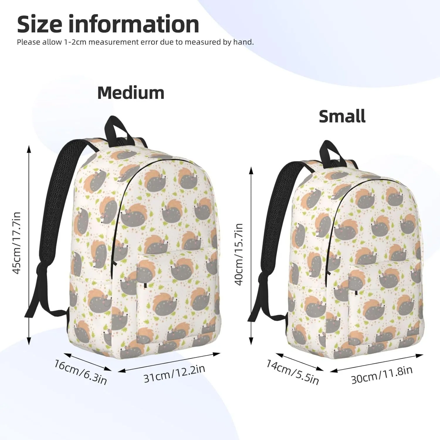 Canvas Casual Backpack Laptop Bag Suitable for Travel Office Outdoor Sports Men and Women Cute Porcupine