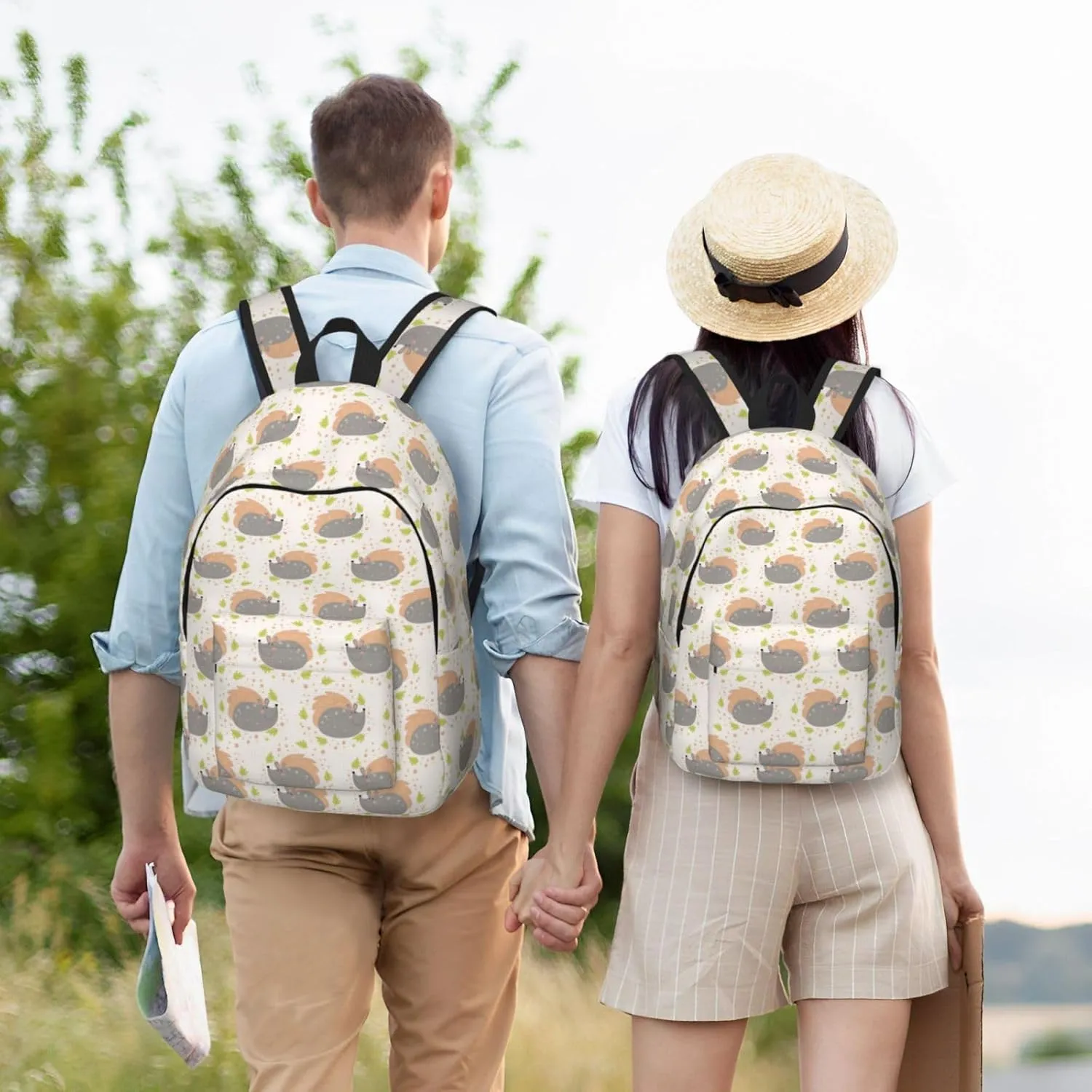 Canvas Casual Backpack Laptop Bag Suitable for Travel Office Outdoor Sports Men and Women Cute Porcupine