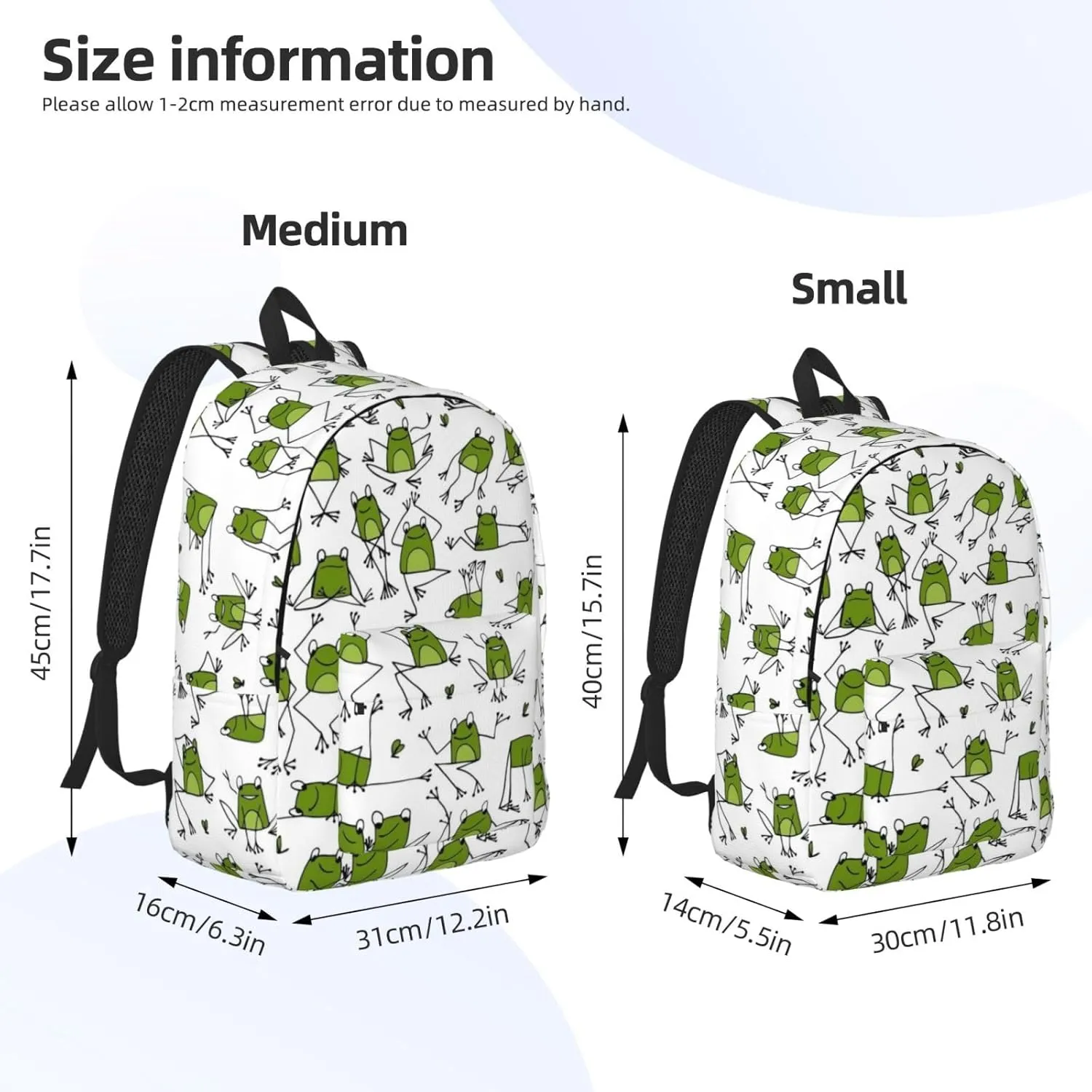 Canvas Casual Backpack Laptop Bag Suitable for Travel Office Outdoor Sports Men and Women Frog