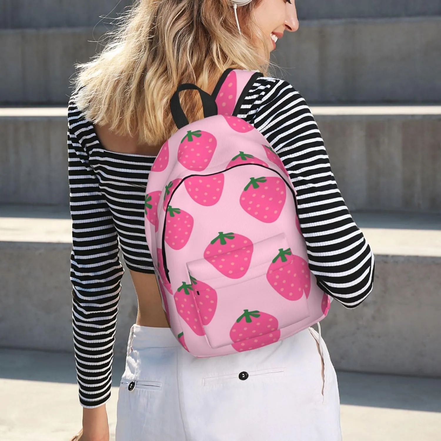 Canvas Casual Backpack Laptop Bag Suitable for Travel Office Outdoor Sports Men and Women Super Pink Berry