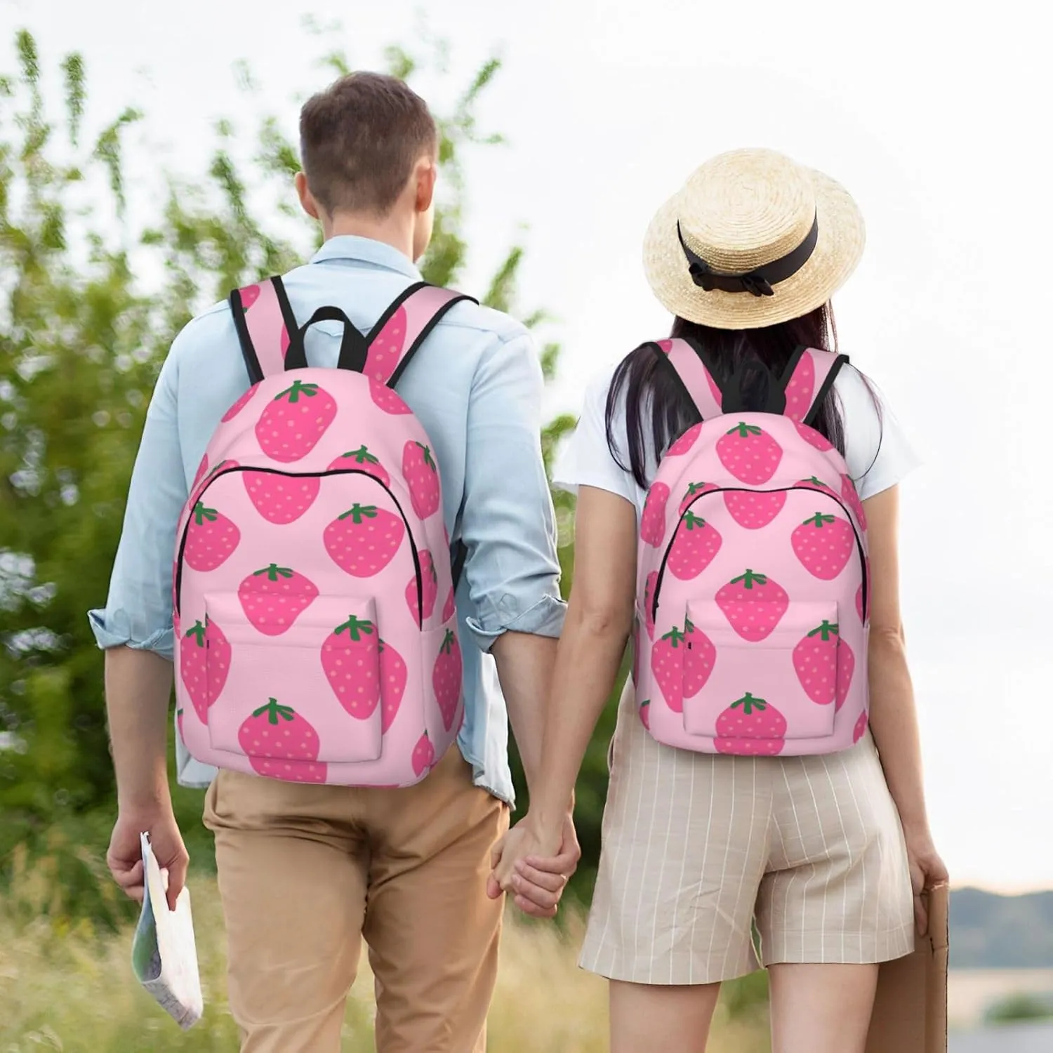 Canvas Casual Backpack Laptop Bag Suitable for Travel Office Outdoor Sports Men and Women Super Pink Berry