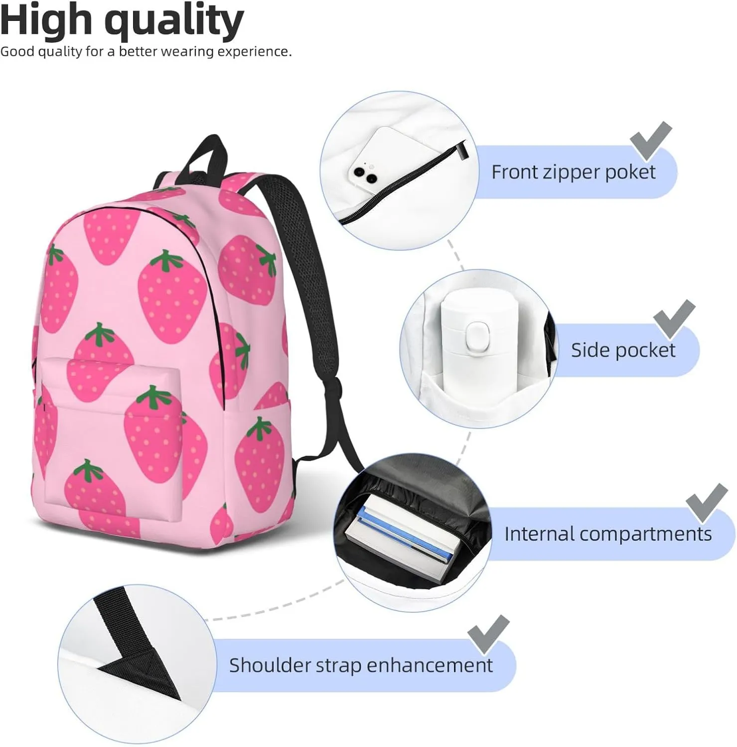 Canvas Casual Backpack Laptop Bag Suitable for Travel Office Outdoor Sports Men and Women Super Pink Berry