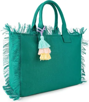 Canvas Tote Bag for Women with Tassel, Shoulder Bag Top Handle handbag with Zipper Closure for Work Travel Beach Gym Shopping