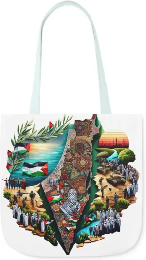 Canvas Tote Bag, Free Palestine Map Flag Keffiyeh, Activist Shoulder Bag, Protest Tote, Political Statement Tote, Market Bag