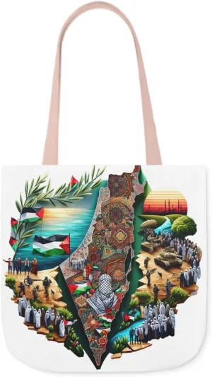 Canvas Tote Bag, Free Palestine Map Flag Keffiyeh, Activist Shoulder Bag, Protest Tote, Political Statement Tote, Market Bag