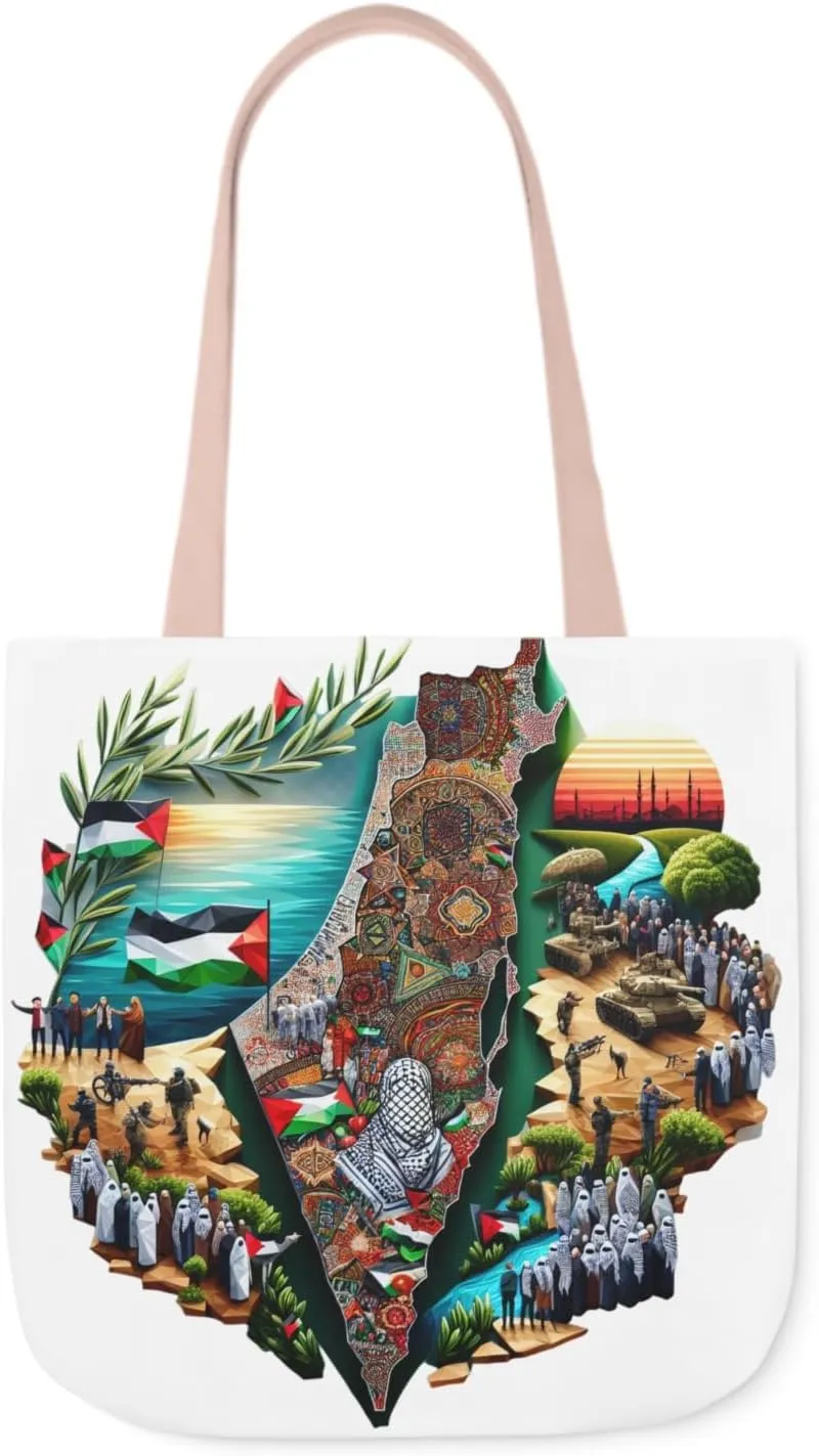 Canvas Tote Bag, Free Palestine Map Flag Keffiyeh, Activist Shoulder Bag, Protest Tote, Political Statement Tote, Market Bag