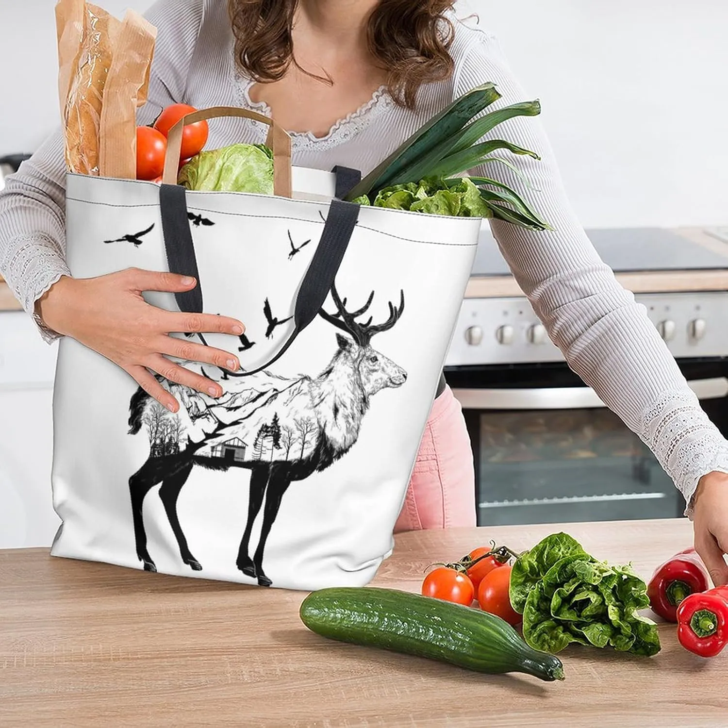 Canvas Tote Bag Large Women Casual Shoulder Bag Handbag Reusable Beach Shopping Grocery Bag For Outdoors