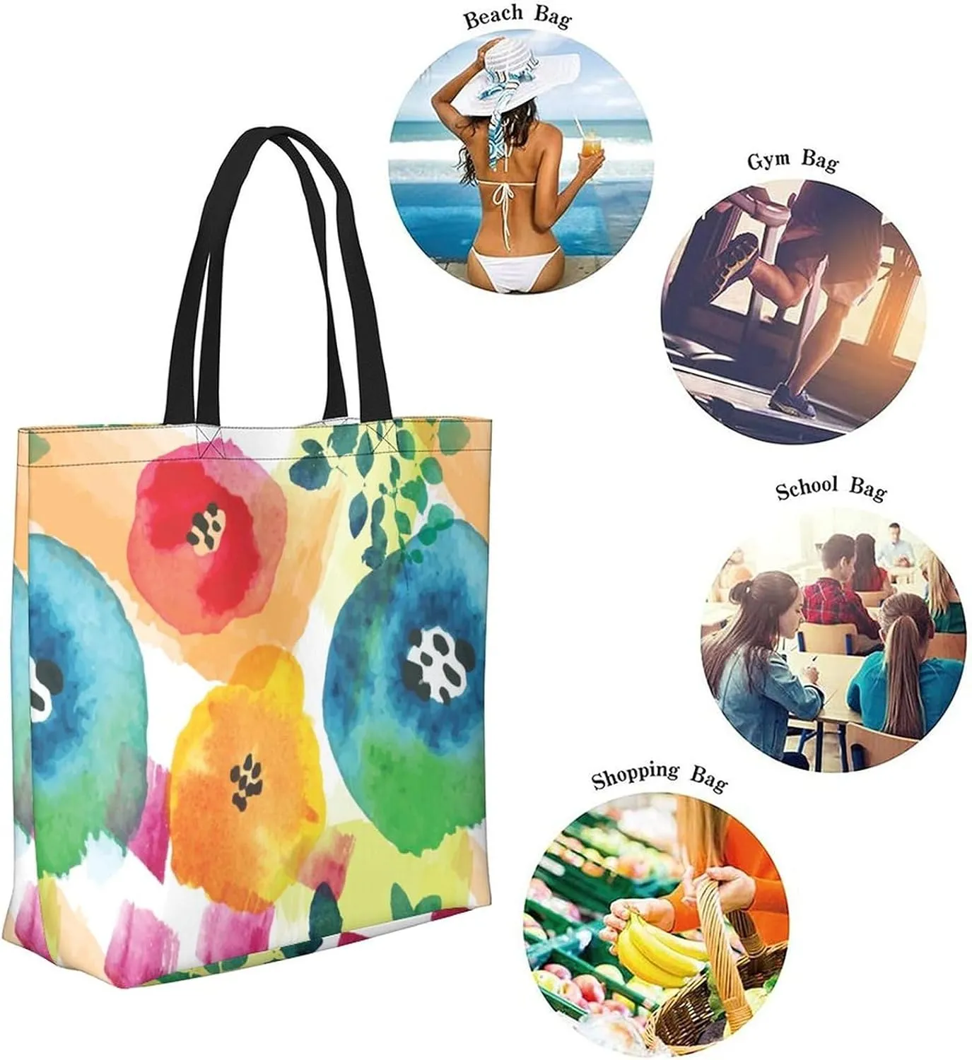Canvas Tote Bag Large Women Casual Shoulder Bag Handbag Reusable Beach Shopping Grocery Bag For Outdoors