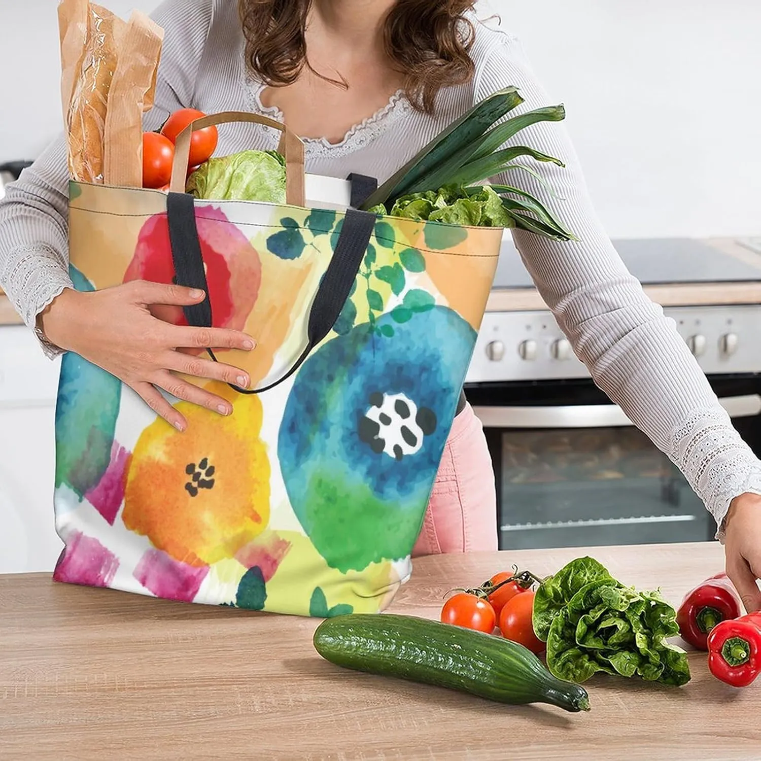 Canvas Tote Bag Large Women Casual Shoulder Bag Handbag Reusable Beach Shopping Grocery Bag For Outdoors