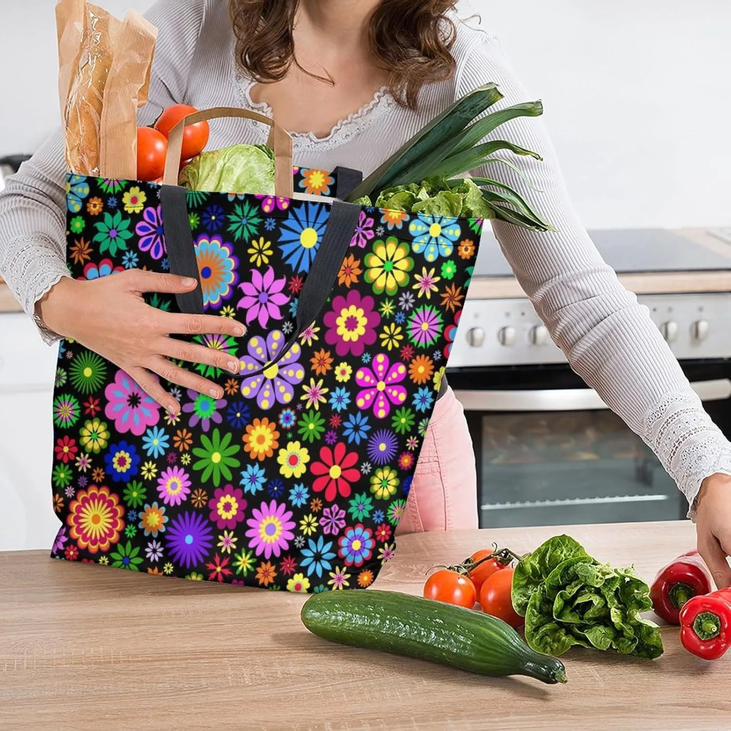 Canvas Tote Bag Large Women Casual Shoulder Bag Handbag Reusable Beach Shopping Grocery Bag For Outdoors