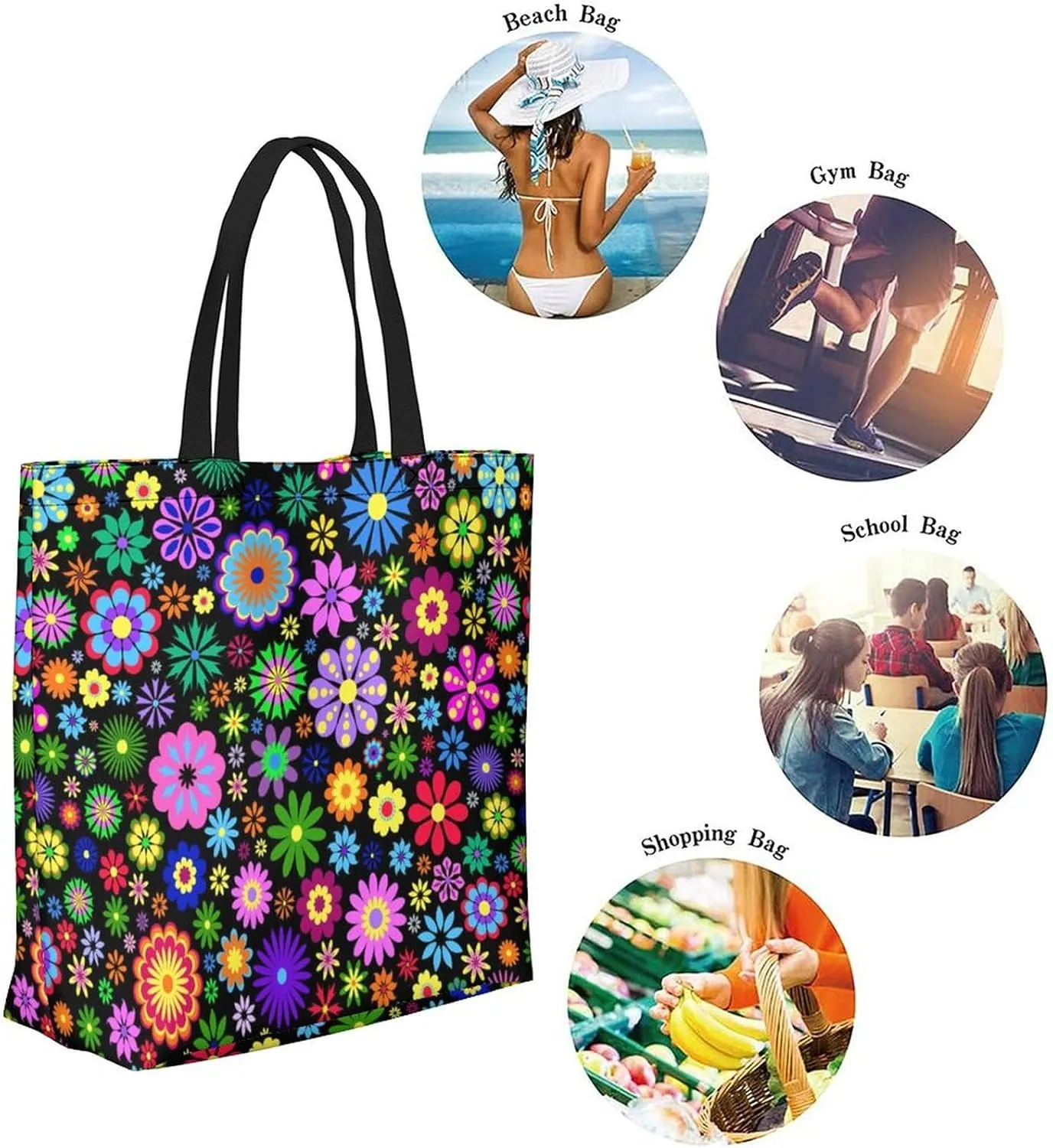 Canvas Tote Bag Large Women Casual Shoulder Bag Handbag Reusable Beach Shopping Grocery Bag For Outdoors