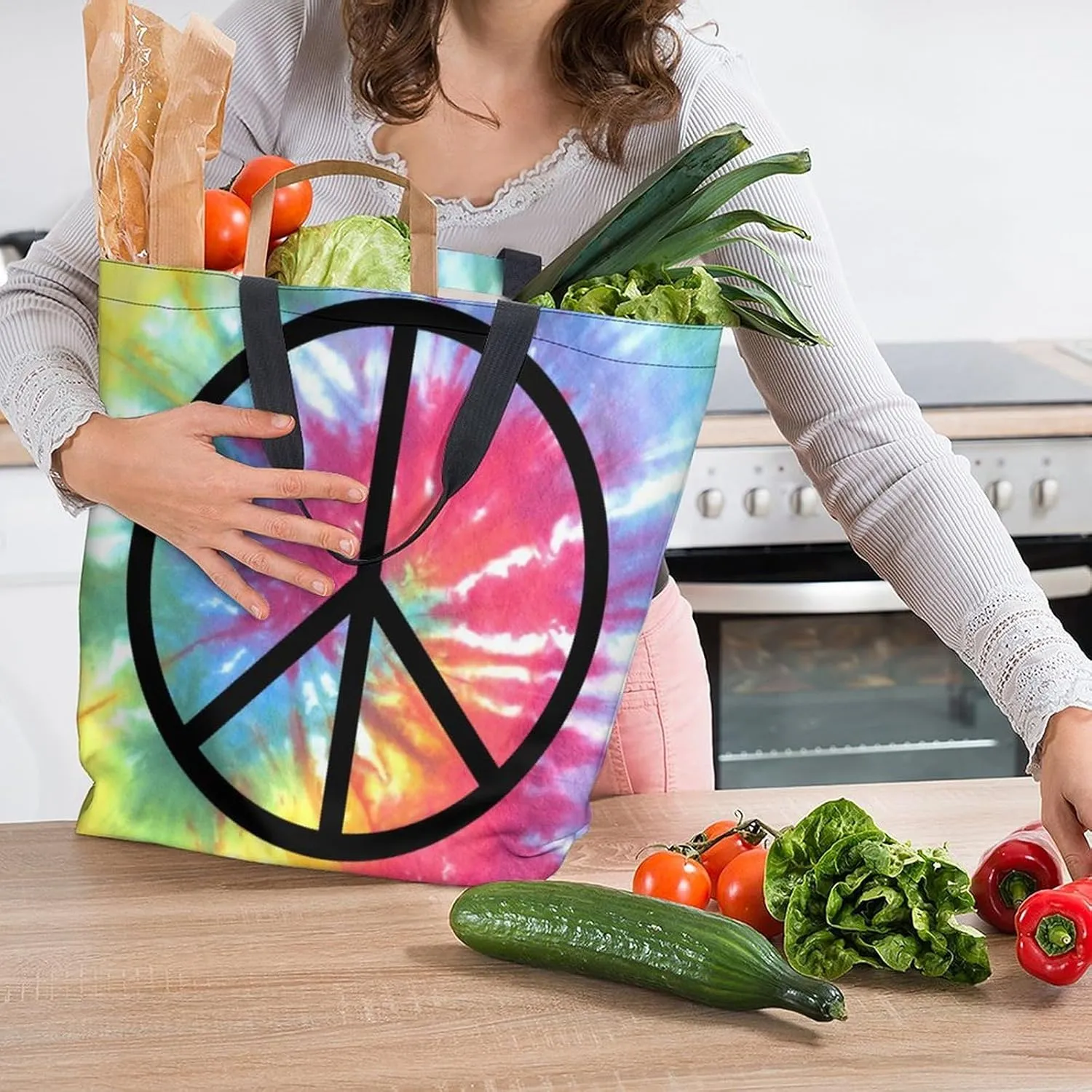 Canvas Tote Bag - Large Women's Casual Shoulder Handbag - Reusable Beach & Shopping Grocery Bag for Outdoors