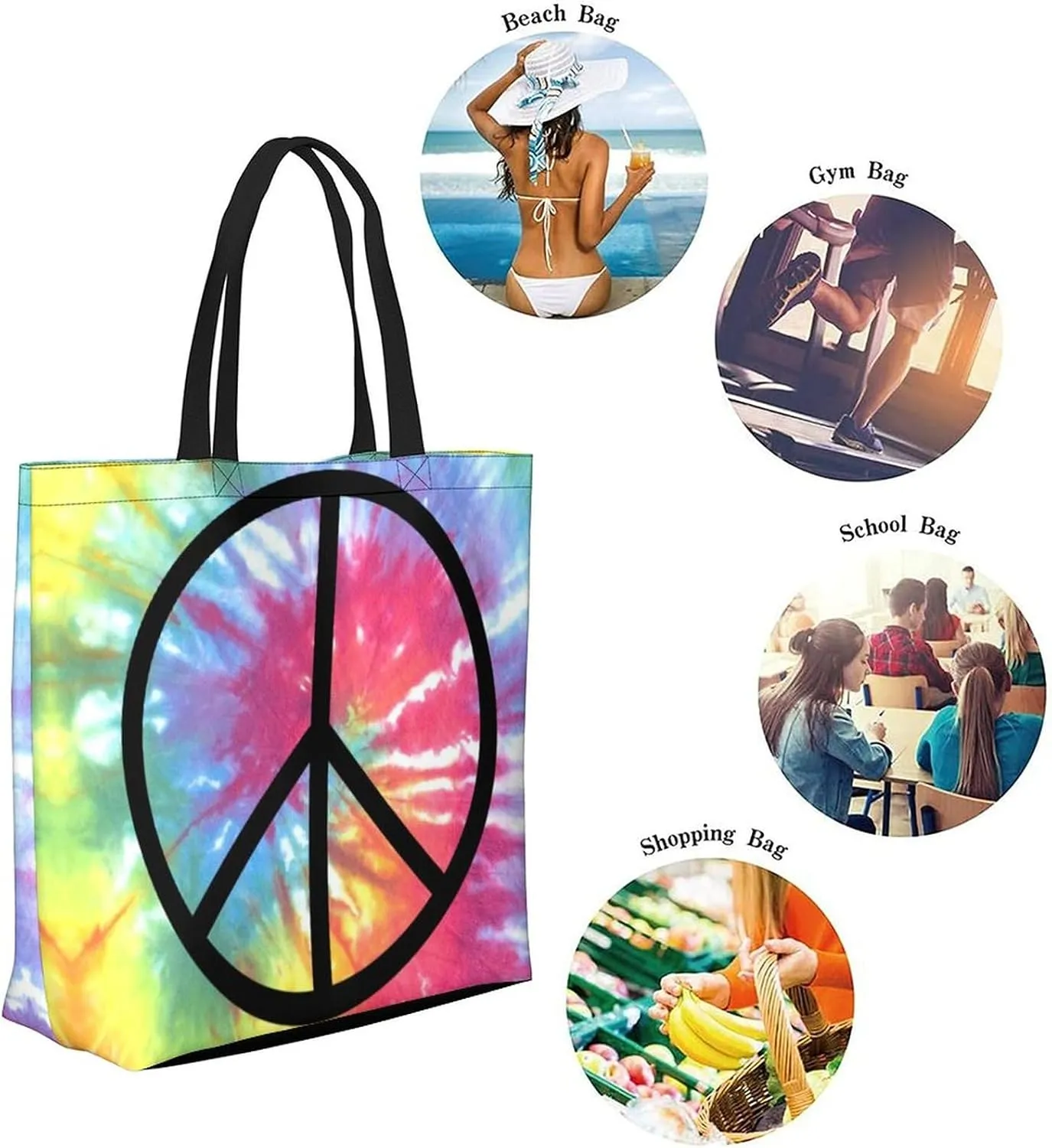 Canvas Tote Bag - Large Women's Casual Shoulder Handbag - Reusable Beach & Shopping Grocery Bag for Outdoors