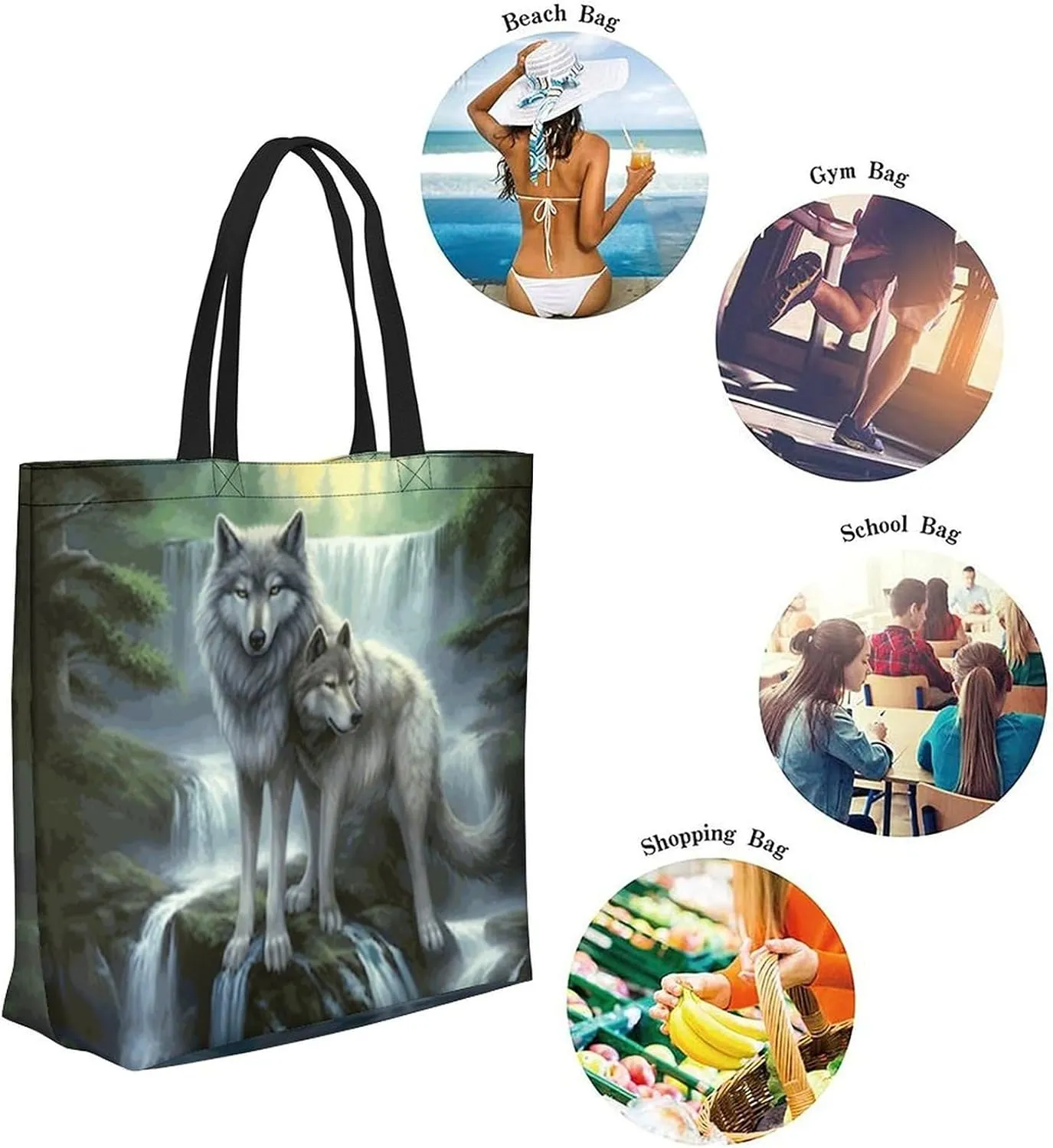 Canvas Tote Bag - Large Women's Casual Shoulder Handbag - Reusable Beach & Shopping Grocery Bag for Outdoors