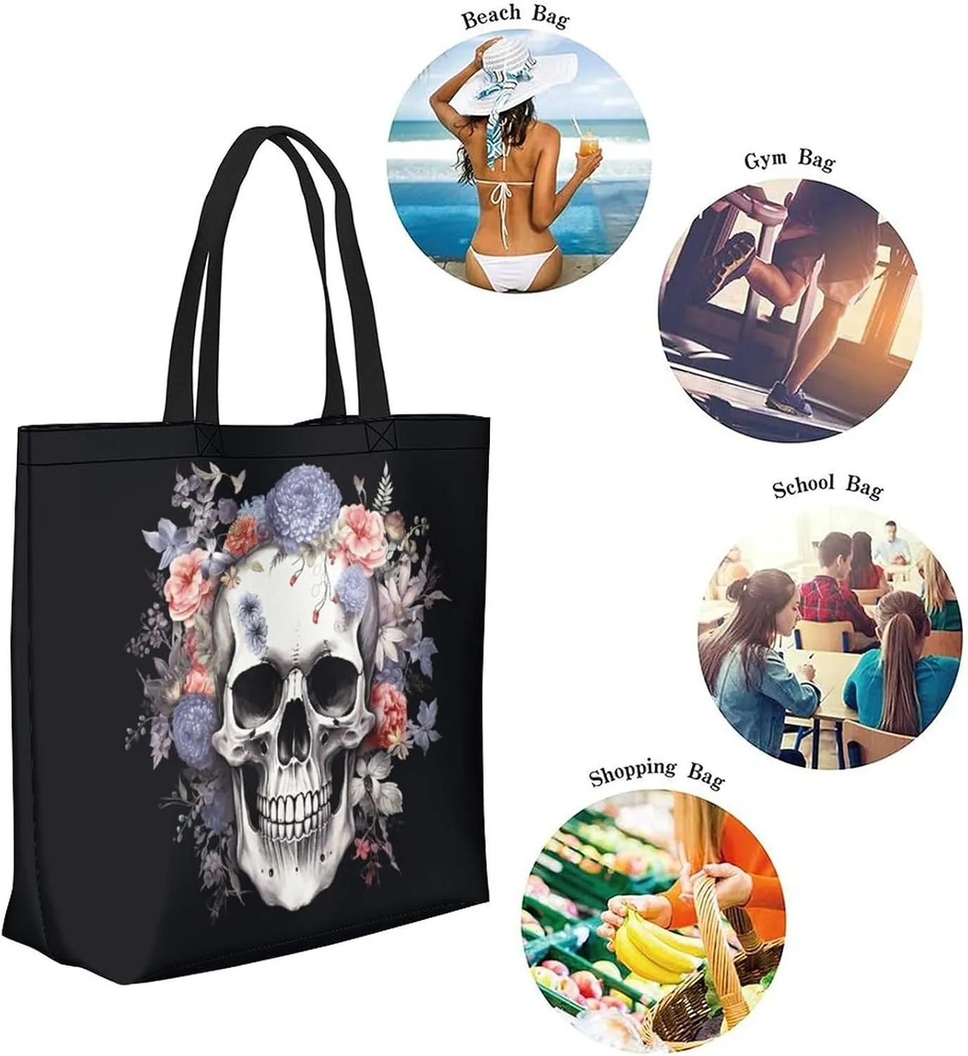 Canvas Tote Bag - Large Women's Casual Shoulder Handbag - Reusable Beach Shopping Grocery Bag for Outdoors