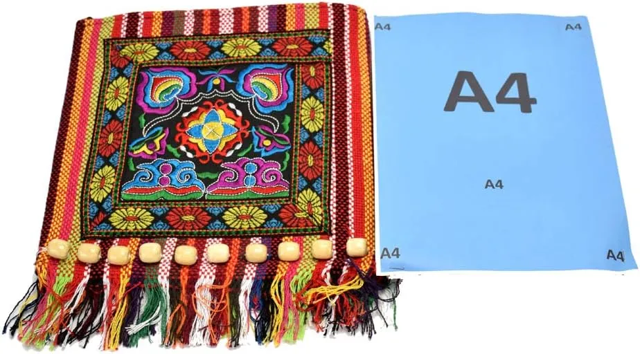 Canvas Vintage Embroidery Boho Bohemia Crossbody bag for women Widescreen Cell Phone Purse