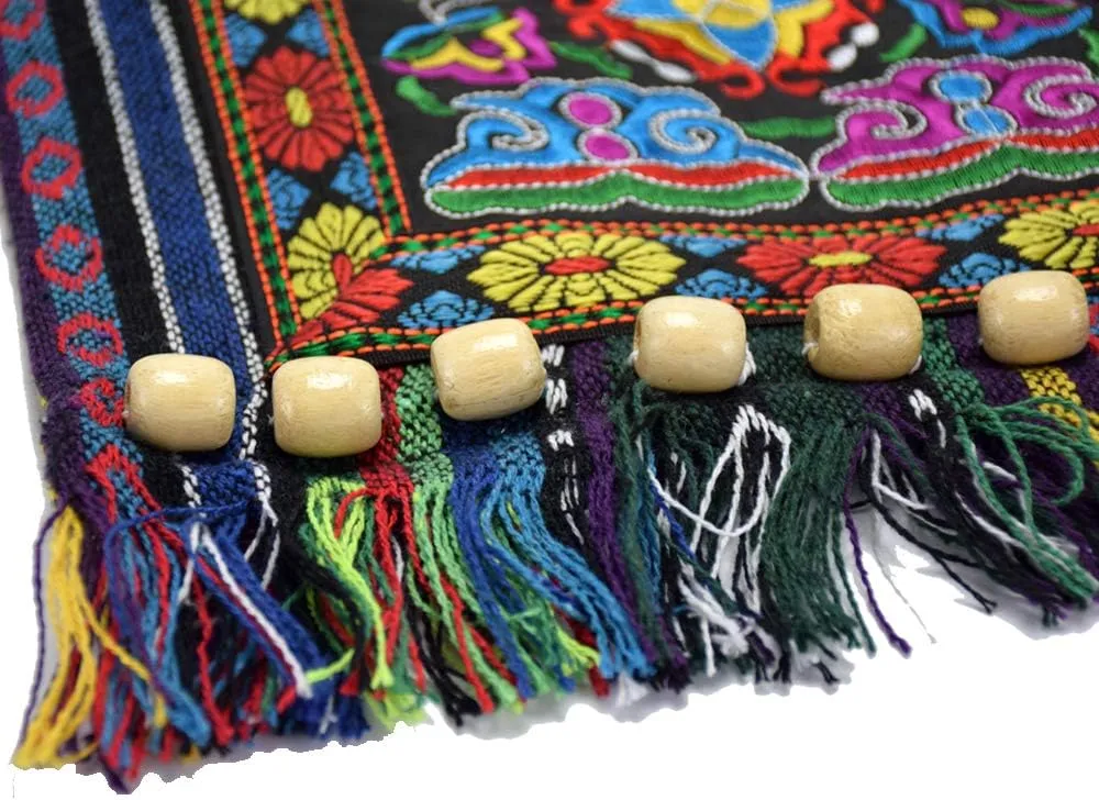 Canvas Vintage Embroidery Boho Bohemia Crossbody bag for women Widescreen Cell Phone Purse