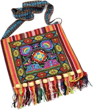 Canvas Vintage Embroidery Boho Bohemia Crossbody bag for women Widescreen Cell Phone Purse