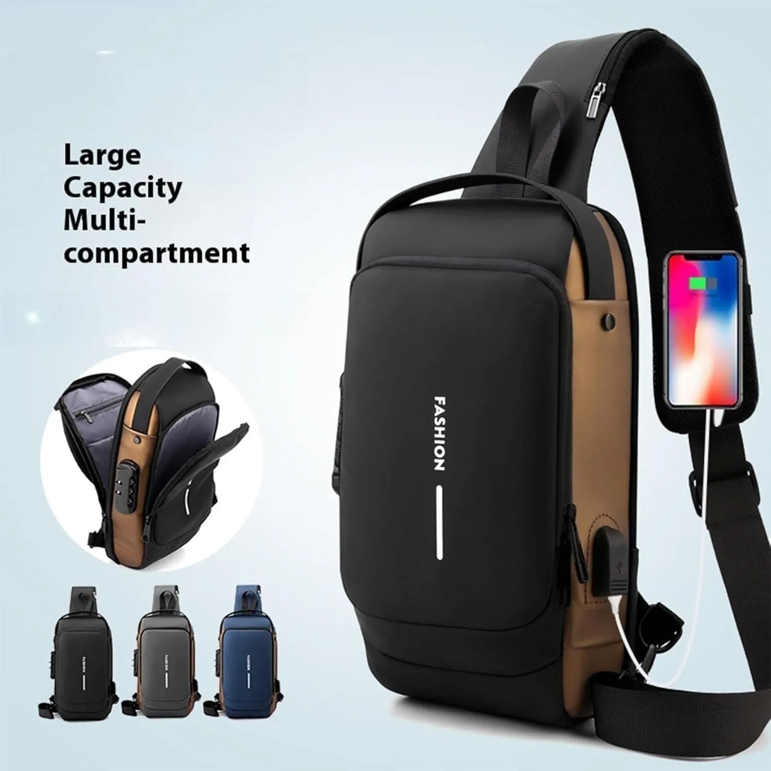 Carbon Fiber Streamline Anti-Theft Sling Bag, Sling Bag Anti Theft, Carbon Fiber Sling Bags for Men