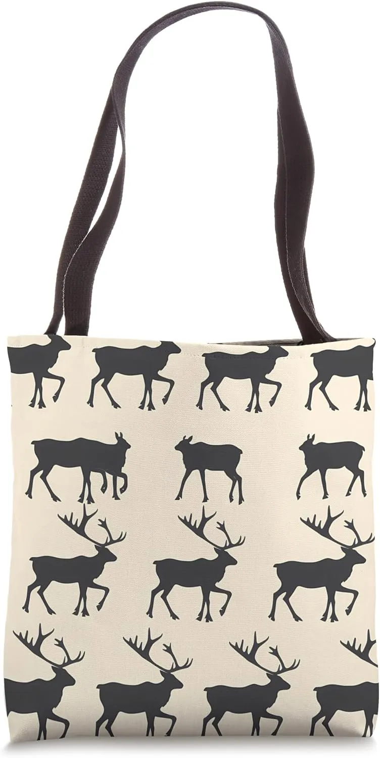 Caribou Minimalist Animal Wildlife Pattern Tote Bag