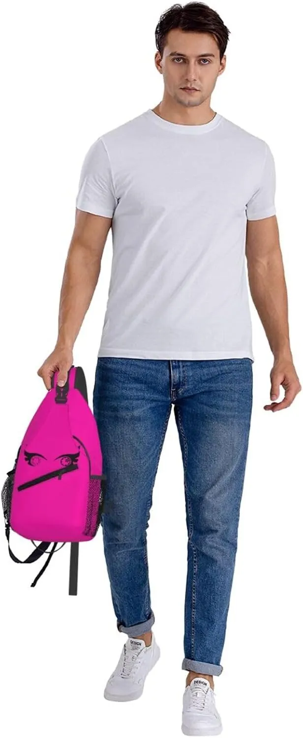 Cartoon Cool Eyes Crossbody Bag Cross Chest Bag Adjustable Sling Backpack Sports Gym Shoulder Bags Travel Cycling Daypack Diagonally Casual Rucksack