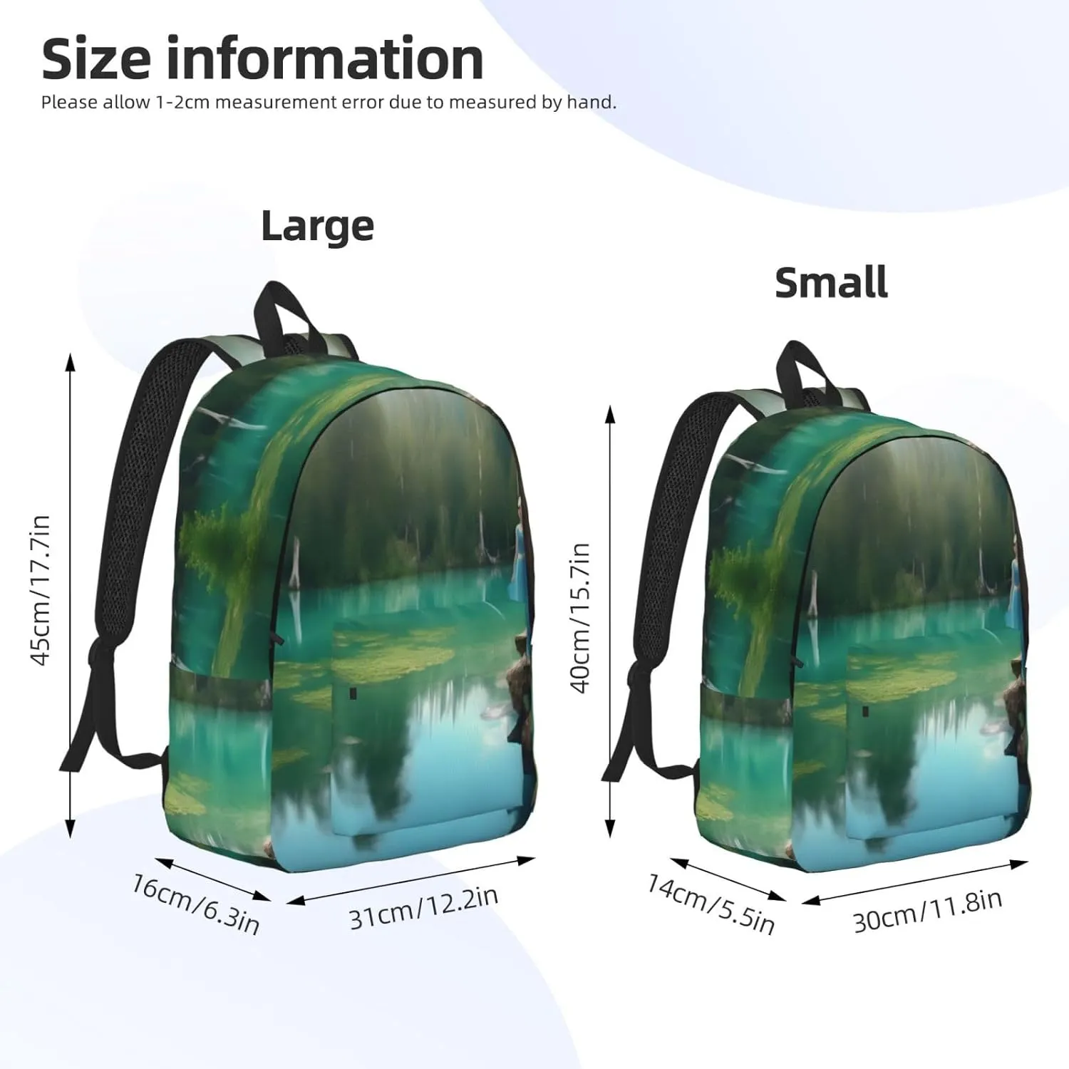Casual Canvas Backpack, Laptop Rucksack,Shoulder Travel Camping Hiking Backpacks for Men Women-Lake fairy