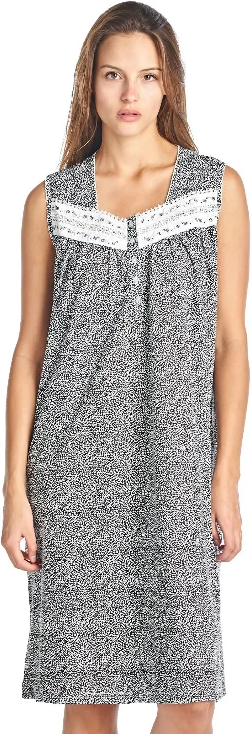 Casual Nights Women's Fancy Lace Trim Sleeveless Nightgown