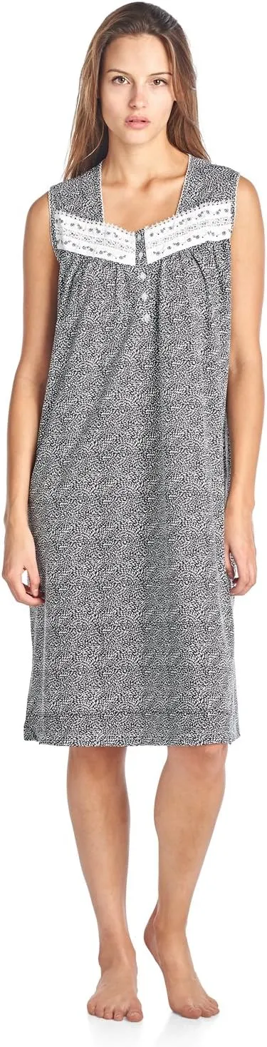 Casual Nights Women's Fancy Lace Trim Sleeveless Nightgown
