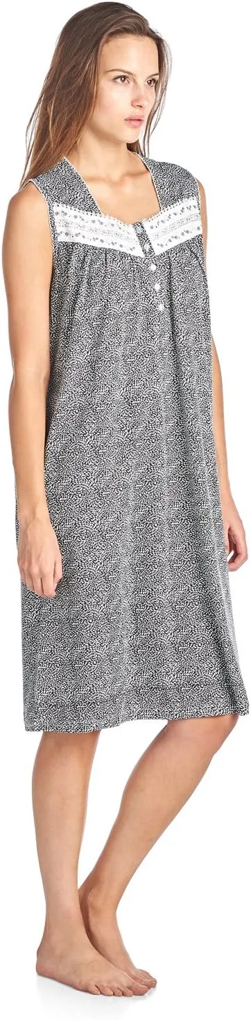 Casual Nights Women's Fancy Lace Trim Sleeveless Nightgown