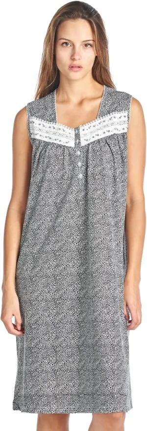 Casual Nights Women's Fancy Lace Trim Sleeveless Nightgown