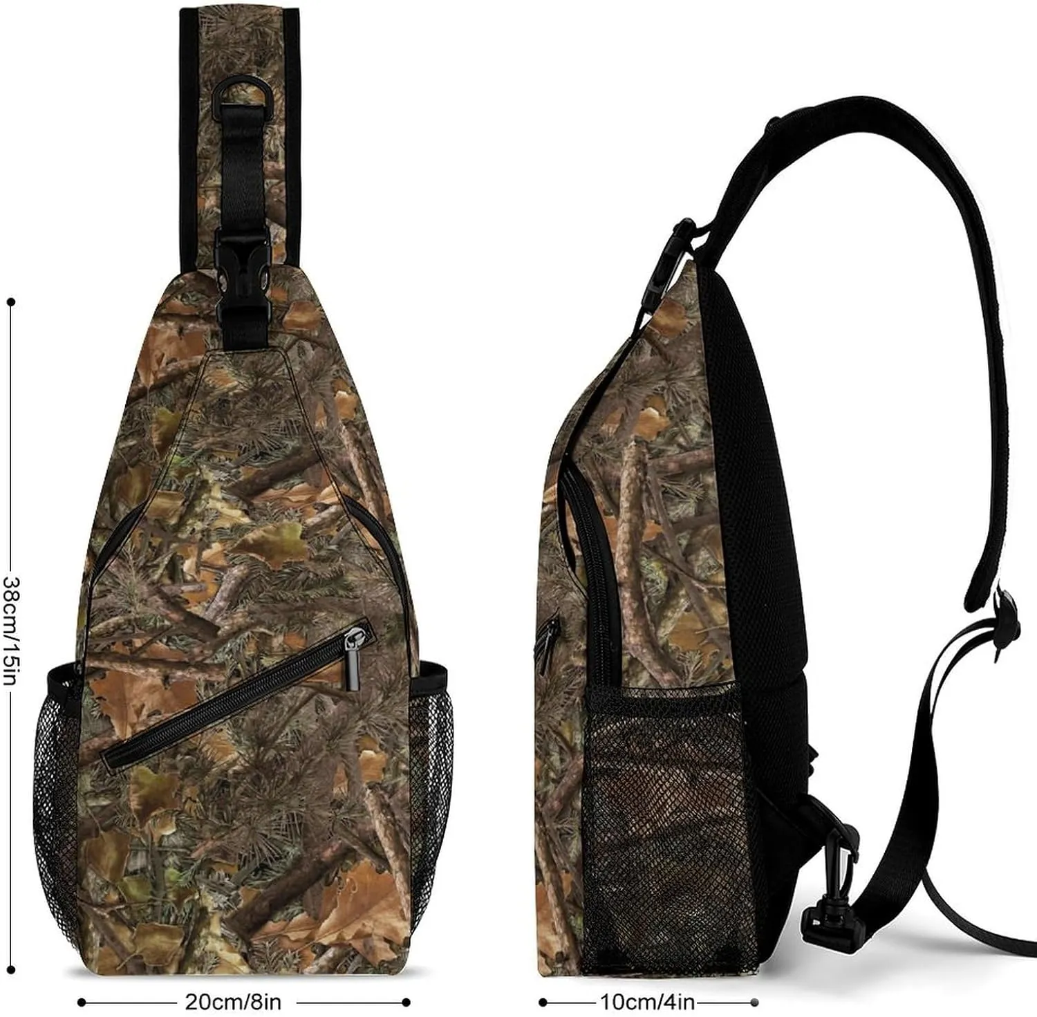 Casual Sling Backpack, Rope Bag, for Hunting Trees Camo Military Army Camouflage Shoulder Crossbody Bag Chest Pack, Bookbag, Gym Bags Sack Daypack Outdoor Backpack for Man Women Lady s