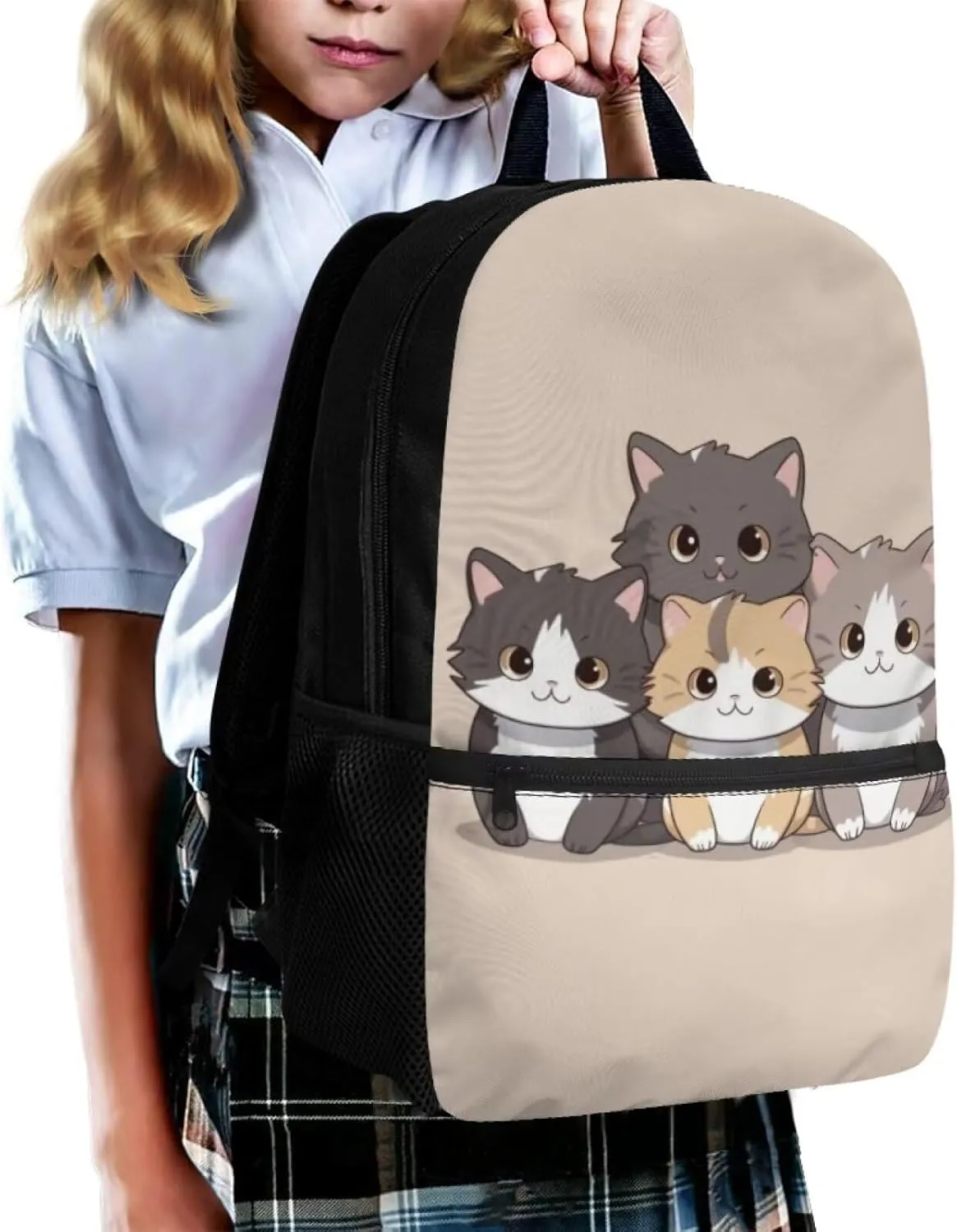 Cat Backpack for Girls Age 8-10 14-16 Kids School Backpacks Elementary Bookbag Kindergarten Preschool Schoolbag Teen School Backpack Daypack Travel Hiking Rucksack