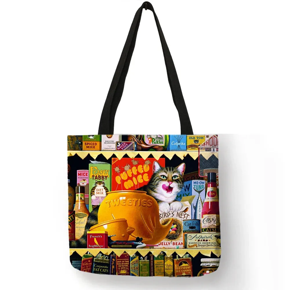 Cat Print - Tote Bags