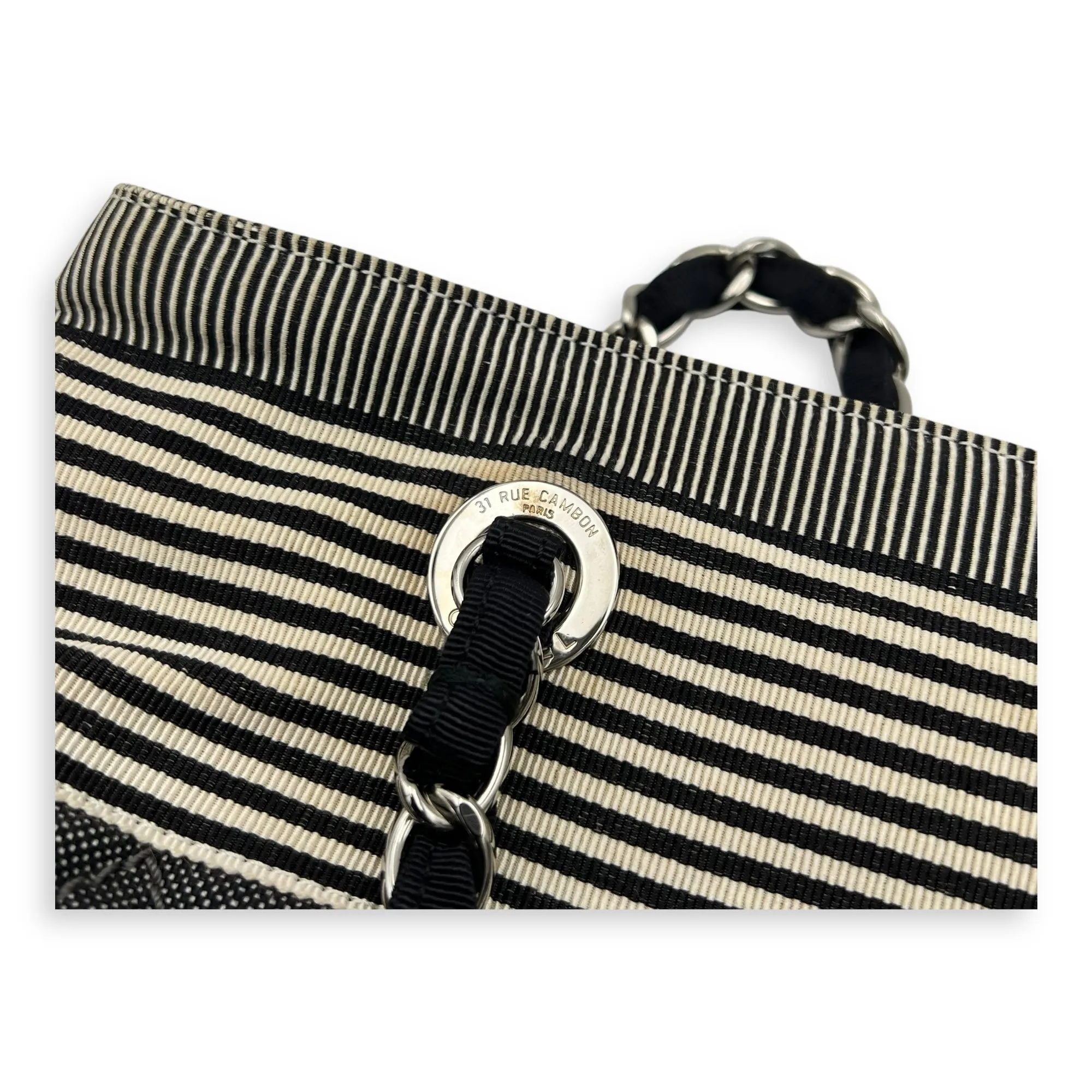 CC Denim Grey Tote Bag in Canvas, Silver hardware