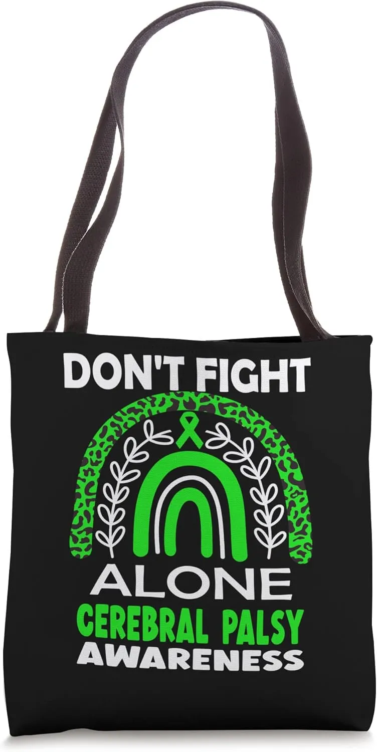 Cerebral Palsy Awareness Green Leopard Print Ribbon Tote Bag
