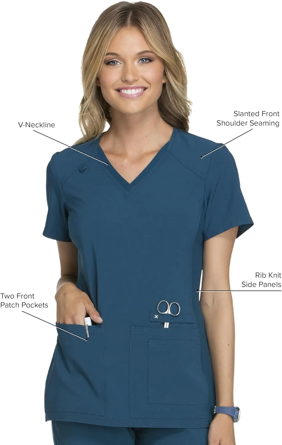 Cherokee Women's Medical Scrub Top Iflex V-Neck Knit Panel Top CK605