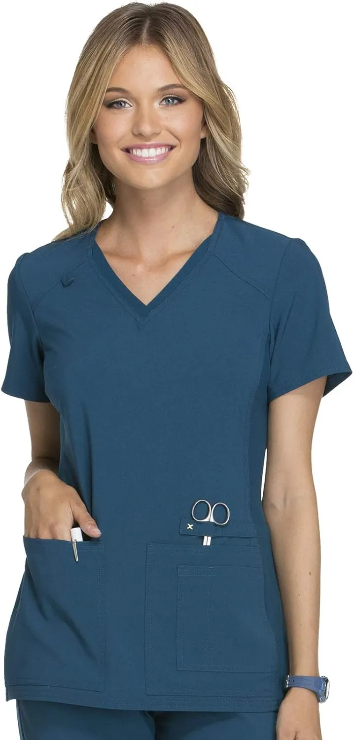 Cherokee Women's Medical Scrub Top Iflex V-Neck Knit Panel Top CK605