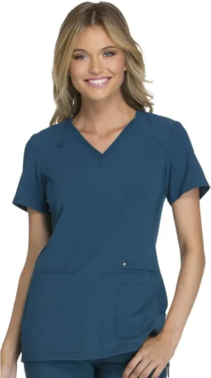 Cherokee Women's Medical Scrub Top Iflex V-Neck Knit Panel Top CK605