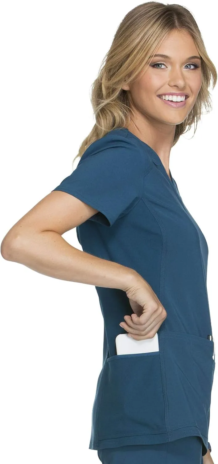 Cherokee Women's Medical Scrub Top Iflex V-Neck Knit Panel Top CK605