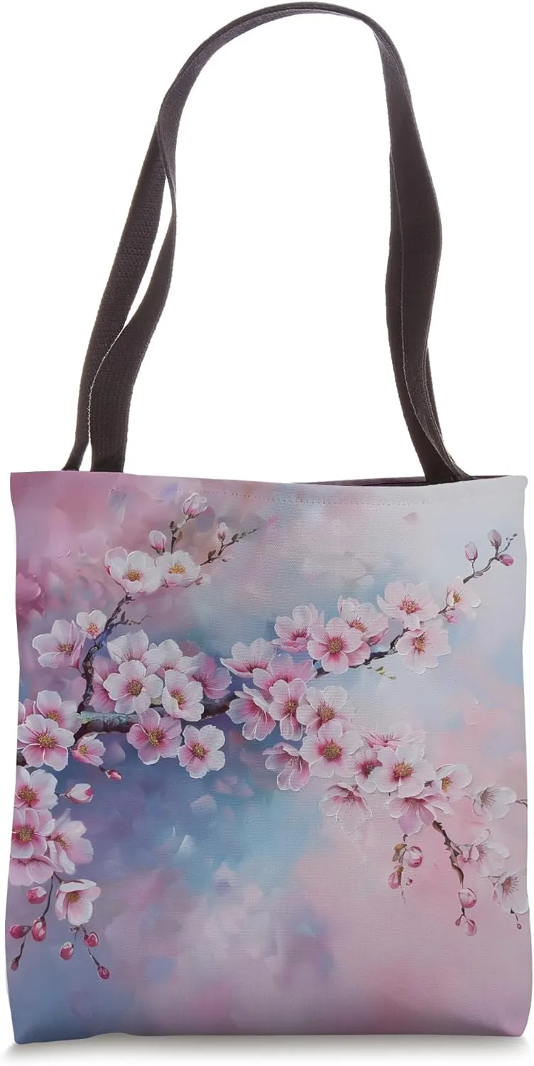 Cherry Blossom Painting - Japanese Cherry Blossom Art Floral Tote Bag
