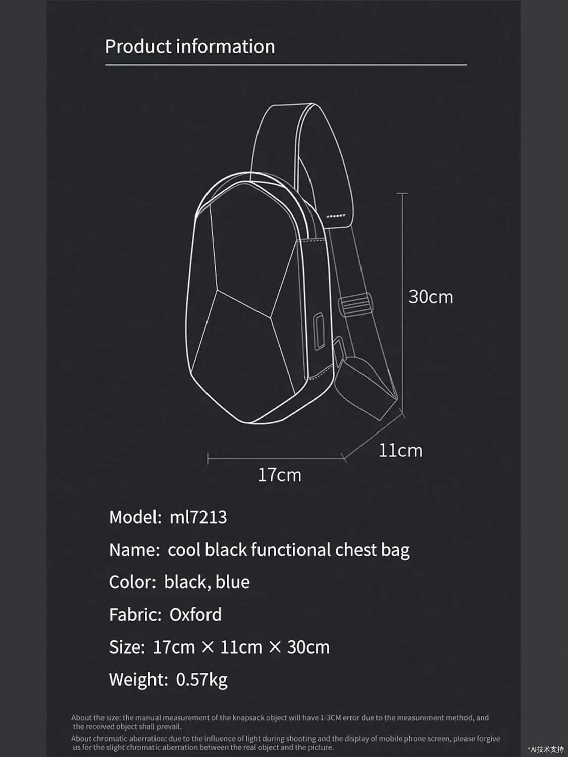 Chest Bag Mens Crossbody Multifunctional Fashion Fashion Fashion Casual Summer Waterproof Crossbody Hard Shell Motorcycle Shoulder Bag (Blue)
