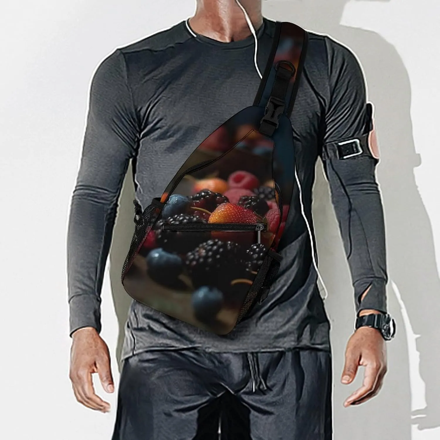 Chest Bag Sling Bag for Men Women Berries on The Table Sport Sling Backpack Lightweight Shoulder Bag for Travel