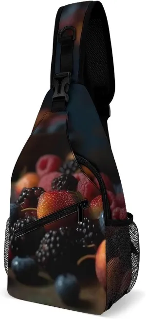 Chest Bag Sling Bag for Men Women Berries on The Table Sport Sling Backpack Lightweight Shoulder Bag for Travel