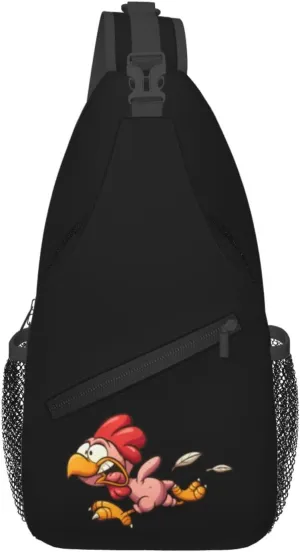 Chicken Running Under The Panic Crossbody Bags For Women Men Chest Backpack Gym Shoulder Bag Travel Outdoor Sports Casual Crossbody Bags