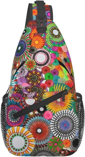 Childhood Dreams, A Colorful Drawing Chest Sling Bag Crossbody Shoulder Backpack Bag Gym Cycling Travel Hiking Daypack Cross Bag