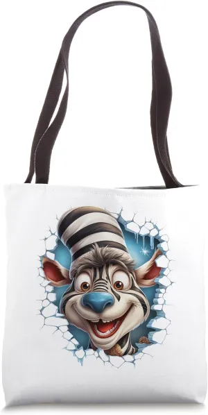 Christmas Animal Break Through - Cute Zebra - Funny Tote Bag