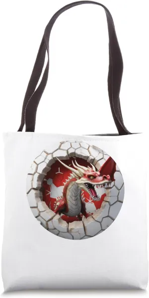 Christmas Break Through - Dragon Coming Out Of Hole Tote Bag