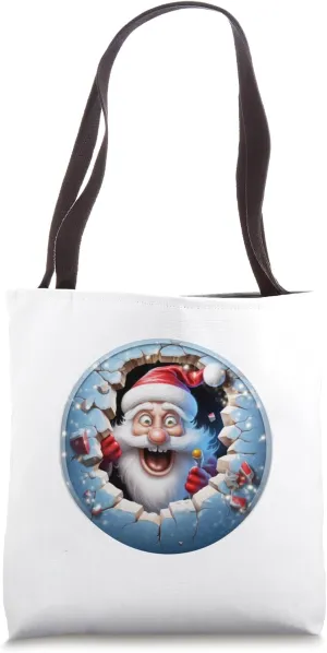 Christmas Break Through - Santa Claus - Funny Holiday Season Tote Bag